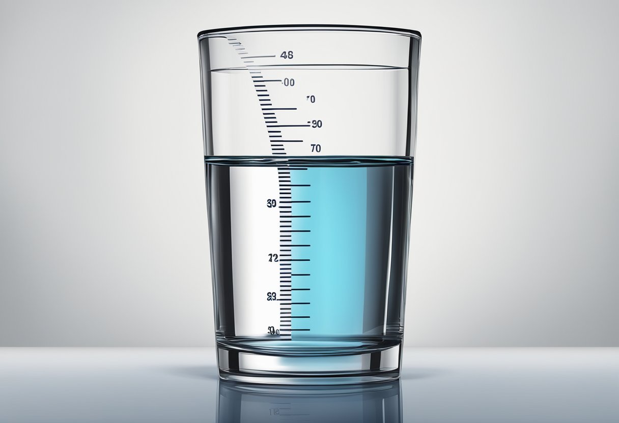 A ruler measuring one inch of water in a clear glass
