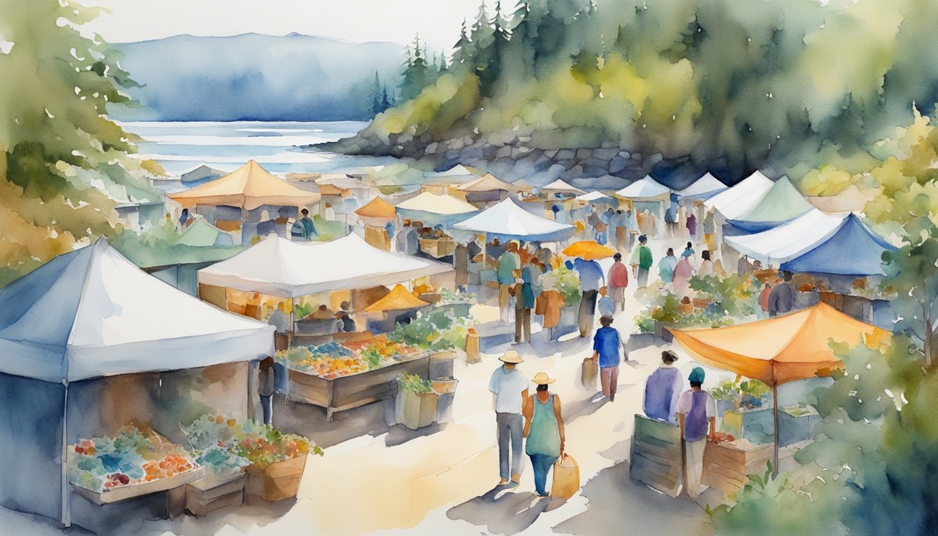 Vibrant art markets thrive near lush forests and thriving marine life on the northwest coast