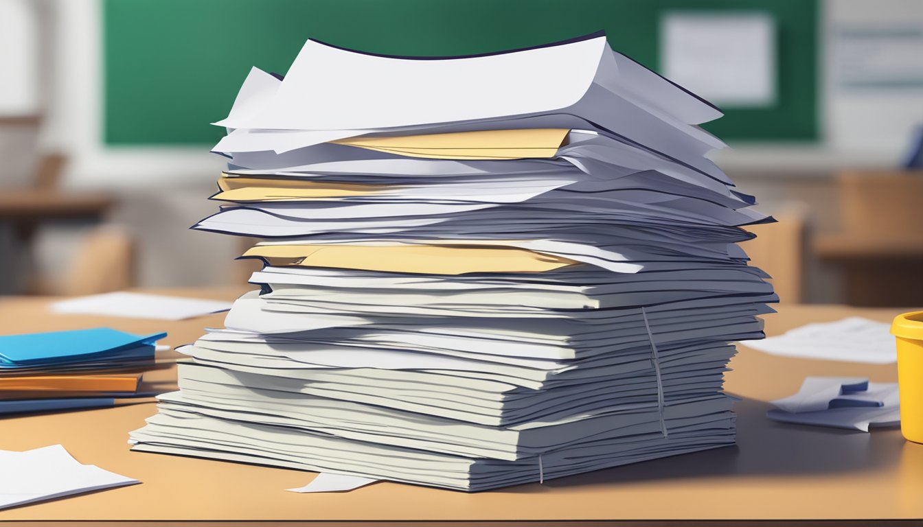 A stack of papers labeled "Frequently Asked Questions" sits on a desk, with a sign reading "Jackson Prep Tuition" in the background