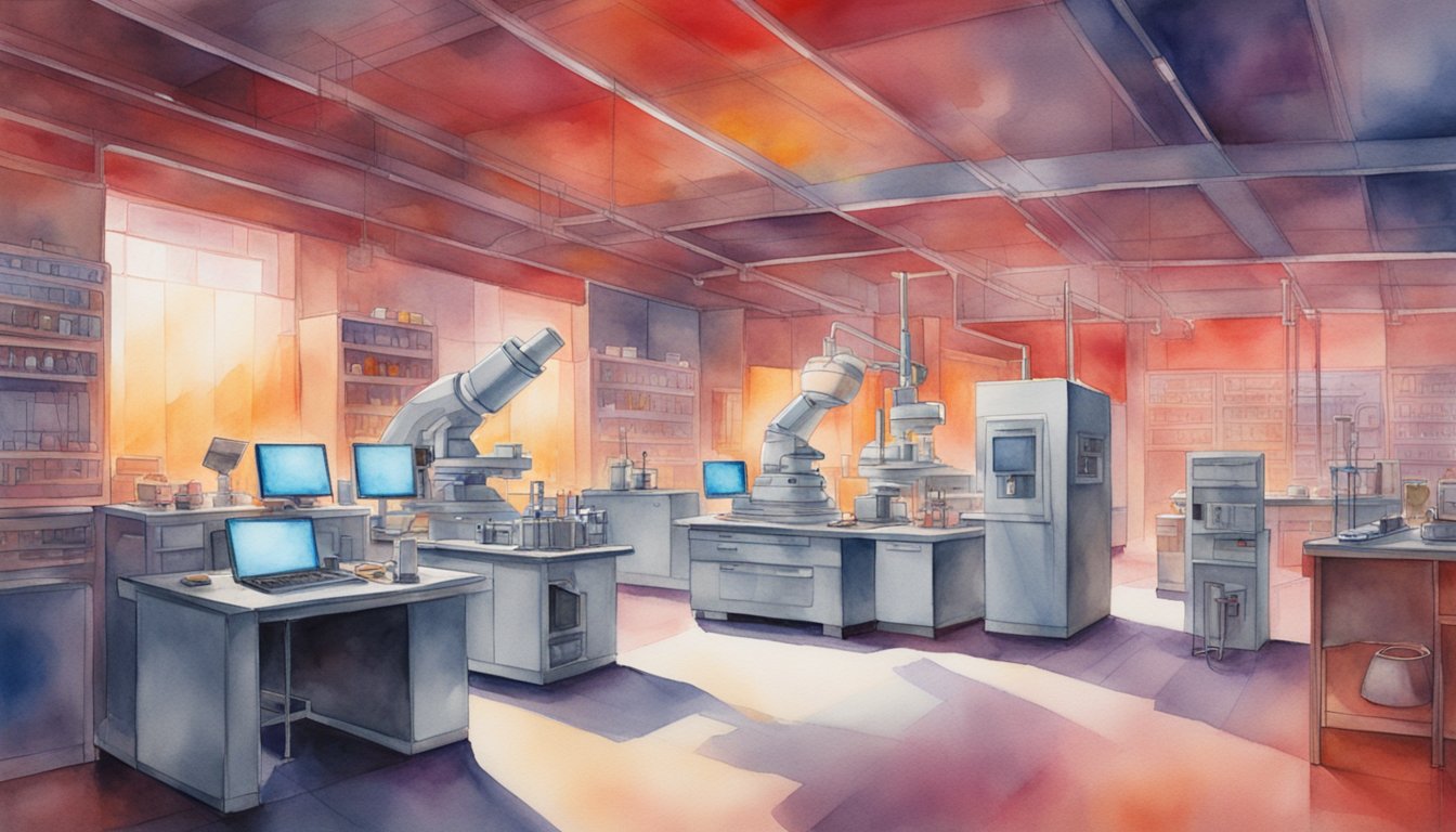 Infrared light illuminates a laboratory filled with scientific equipment and technology.</p><p>A glowing red spectrum is emitted from various devices, creating a futuristic and high-tech atmosphere