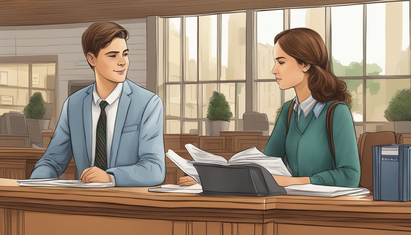 A student pays Horace Mann tuition at the front desk