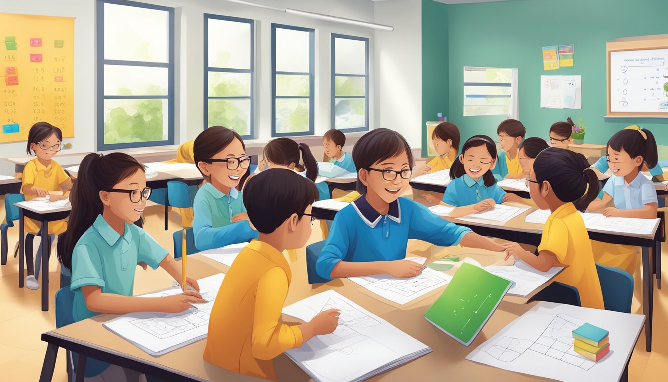 Students eagerly engage in interactive math activities at the Beyond Academics tuition centre, boosting their confidence and readiness for success