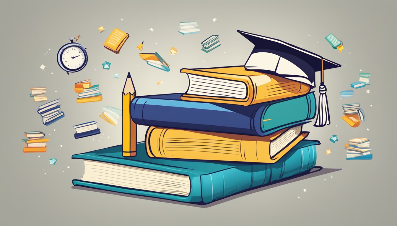 A colorful, eye-catching flyer template featuring a stack of books, a pencil, and a graduation cap, with the words "Tutoring Services" in bold letters