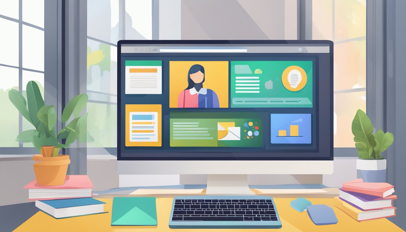 A computer screen displaying a virtual classroom with interactive tools and resources for online secondary tuition