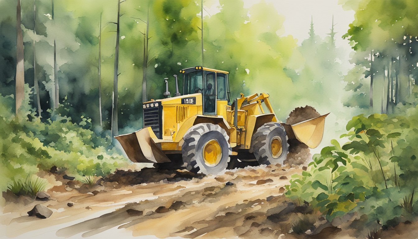 The bulldozer plows through the lush forest, leaving behind a trail of destruction.</p><p>Nearby, conservationists plant new trees and erect signs to protect the remaining habitat