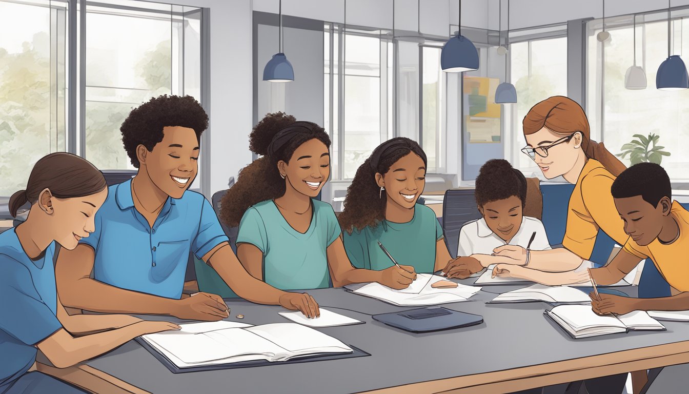 A diverse group of students engage in hands-on learning activities at Indigo Tuition, using interactive technology and collaborative teaching methods