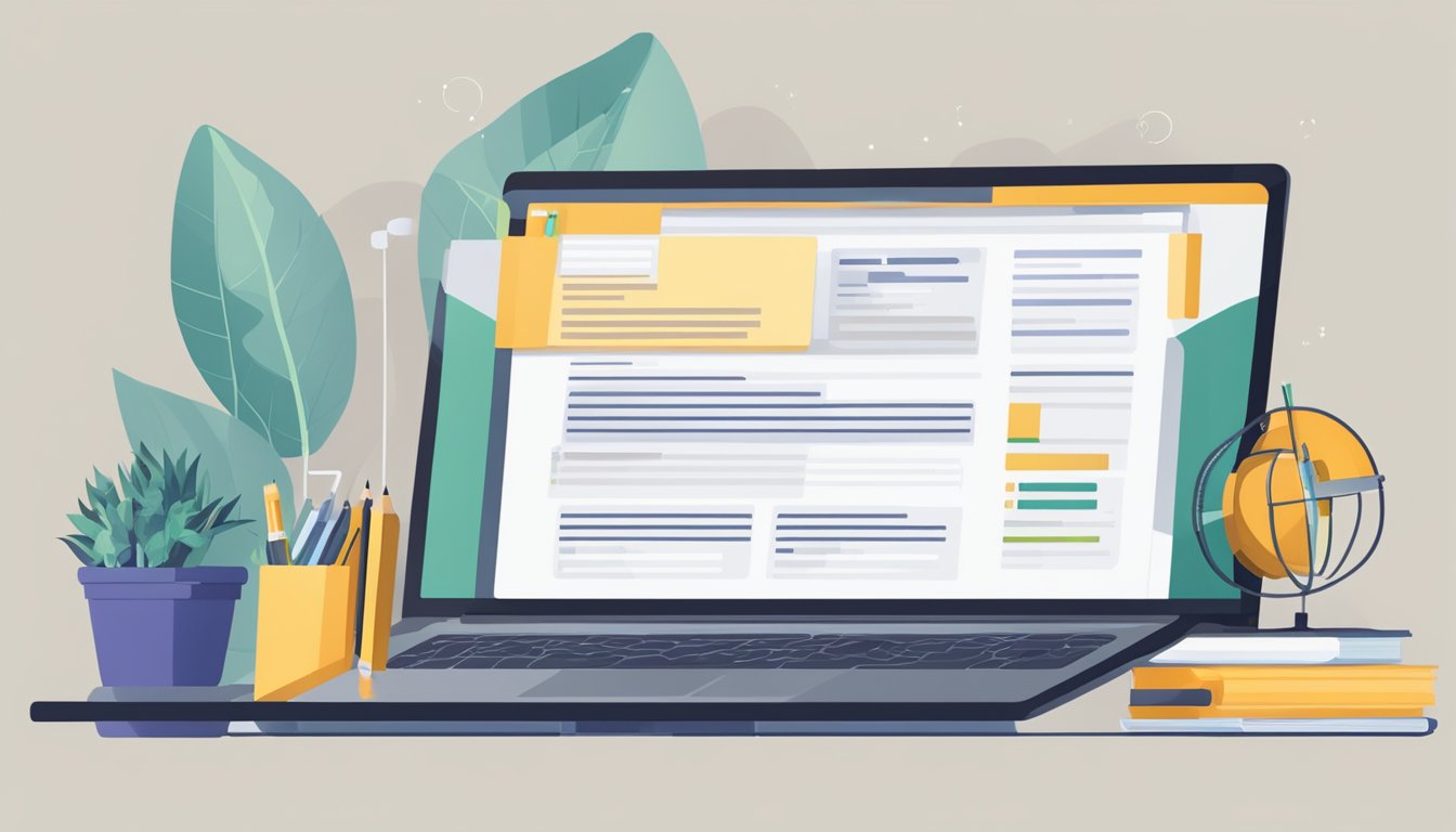 A computer with a webpage open displaying "Frequently Asked Questions tuition free online seminary degrees" with a list of questions and answers below