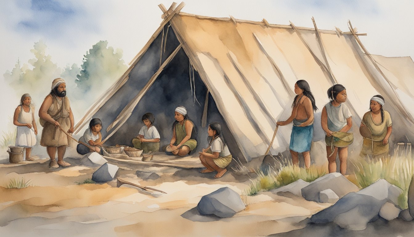 The first Americans adapt to their environment, using natural resources for shelter, food, and tools.</p><p>They incorporate cultural traditions into their daily lives, reflecting their connection to the land