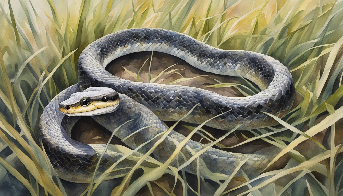 The Louisiana rat snake slithers through the tall grass, blending in with its surroundings.</p><p>It moves with purpose, hunting for small rodents and birds, its scales glinting in the sunlight