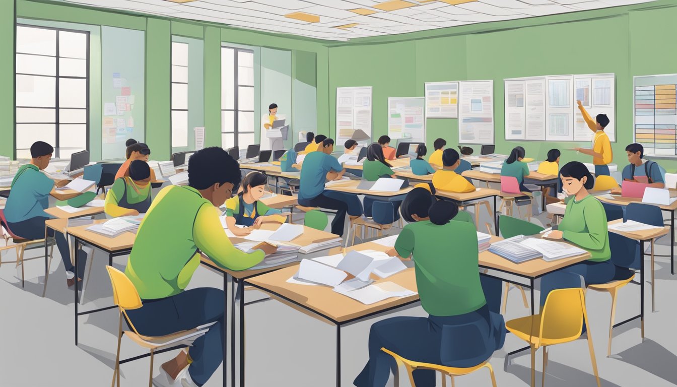 A person sets up a tuition centre, registering students and organizing study materials