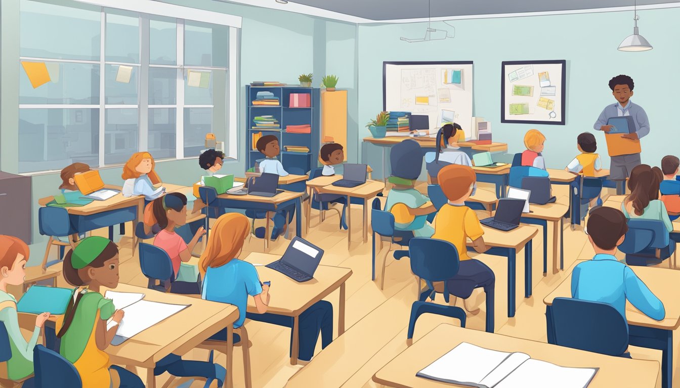 A classroom with students engaged in learning activities at Mindlab Tuition