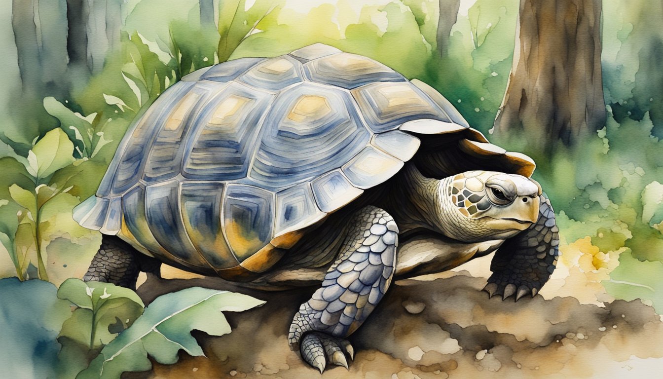 A tortoise, over 180 years old, roams a lush, ancient forest.</p><p>Its shell, weathered and wise, speaks of centuries past