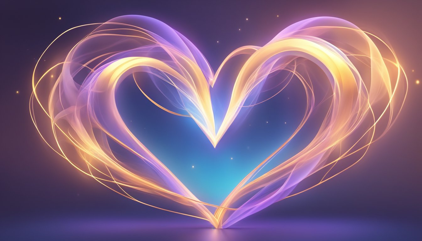 Two hearts entwined, radiating warmth and affection. A soft glow surrounds them, symbolizing love and connection