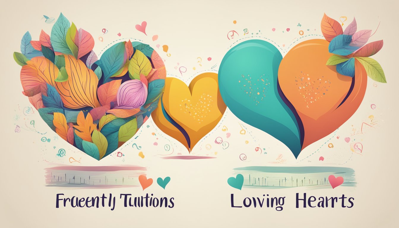 Two hearts embracing with "Frequently Asked Questions" and "loving hearts tuition" written above them