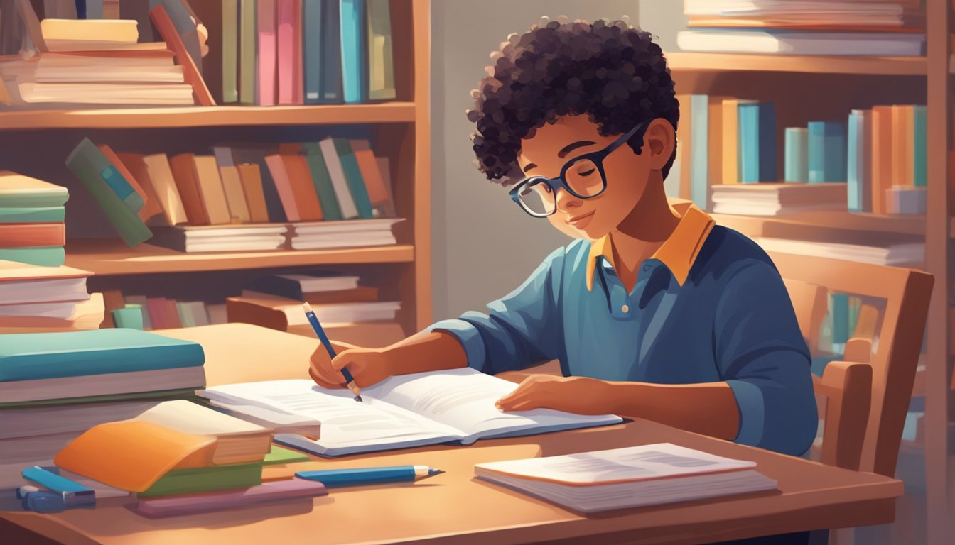 Discover the Best Home Tuition Agency in Singapore for Top-Notch Education A child sits at a desk surrounded by books and learning materials, receiving personalized instruction from a tutor. The room is well-lit and organized, creating a focused and comfortable learning environment