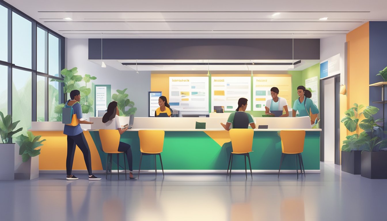 Kingston Tuition Centre: The Best Place to Boost Your Child's Education Students paying fees at Kingston Tuition Centre. Cash and credit card transactions at reception desk. Brightly lit, modern interior