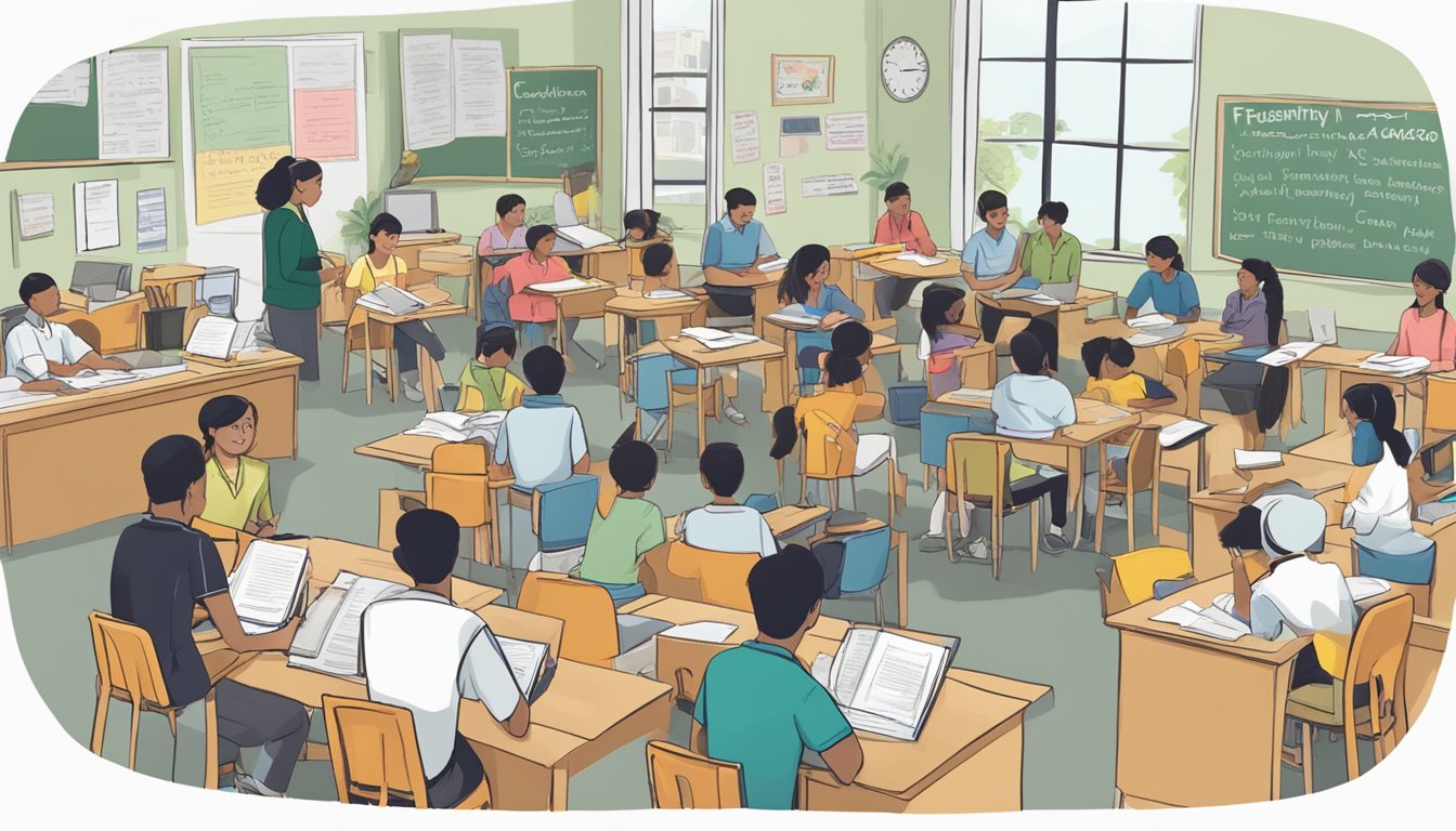 Kingston Tuition Centre: The Best Place to Boost Your Child's Education Students gather around a sign reading "Frequently Asked Questions" at Kingston Tuition Centre. The center is bustling with activity as staff members assist with inquiries