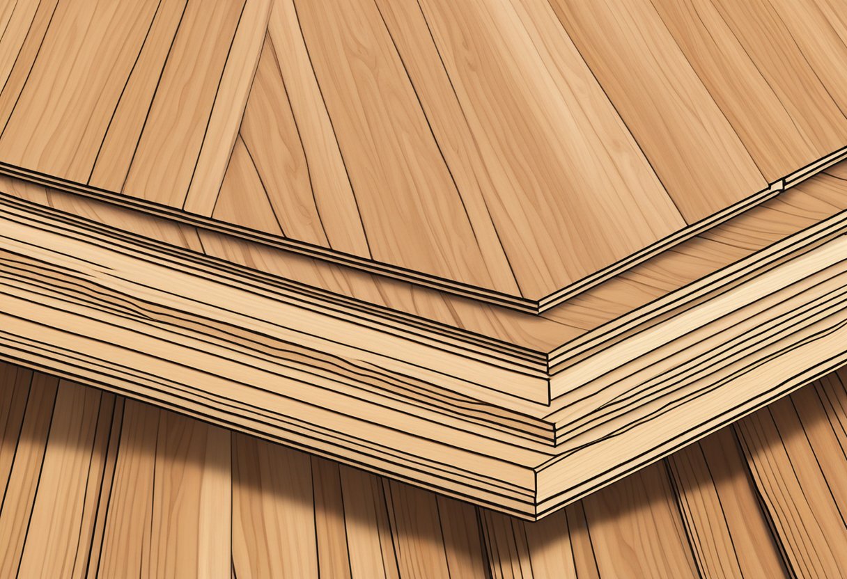 A stack of 18mm hardwood plywood sheets, neatly arranged with visible wood grain and smooth edges