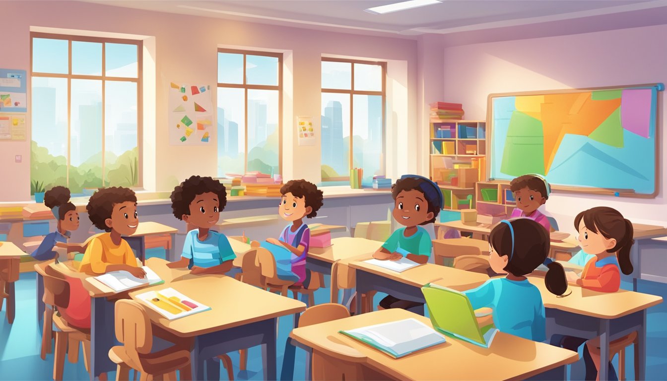 MindChamps Tuition: The Ultimate Solution for Your Child's Academic Success A group of children sit attentively in a brightly lit classroom, surrounded by colorful educational materials and engaged in interactive learning activities at MindChamps Tuition