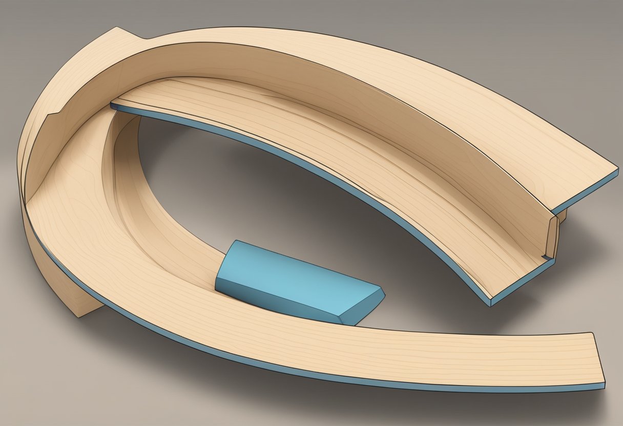 A sheet of bending ply is being curved around a mold, showing its flexibility and ability to hold shape