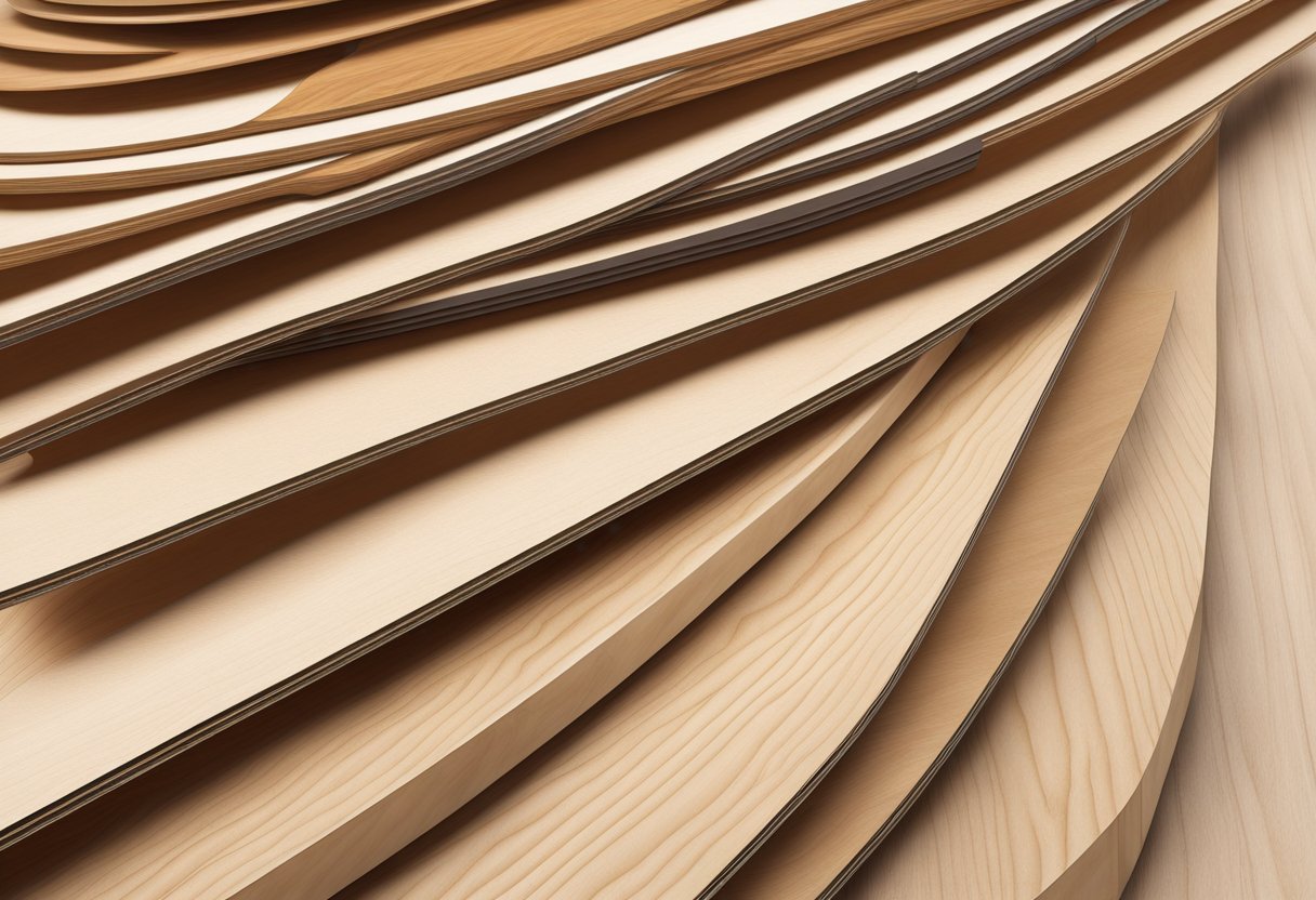 Flexible plywood sheets bend around a curved surface, showcasing their versatility and pliability