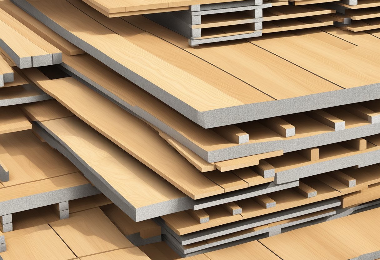 A stack of LVL formwork timber sits on a construction site, with its smooth, engineered wood surface and sturdy, interlocking edges ready for use