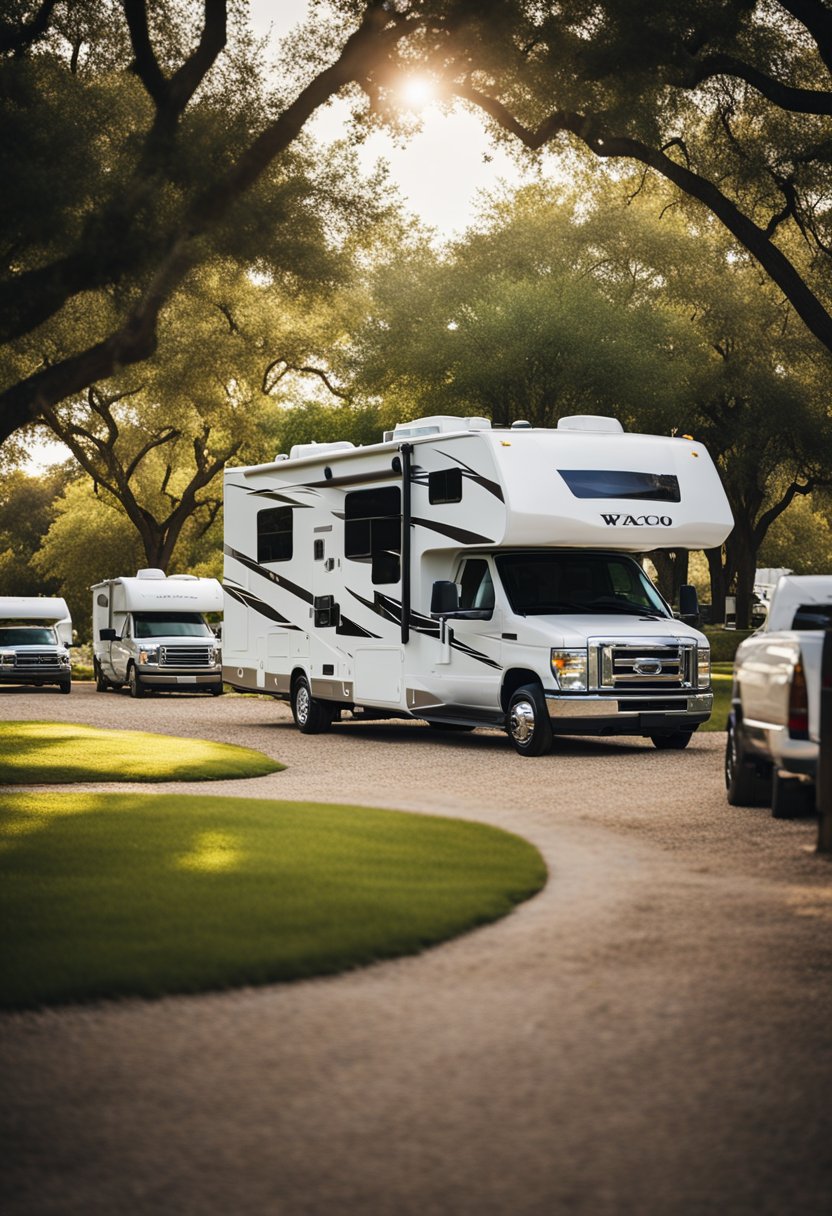 RV campers in Waco, Texas, enjoying spacious and well-maintained parks with modern amenities and scenic surroundings