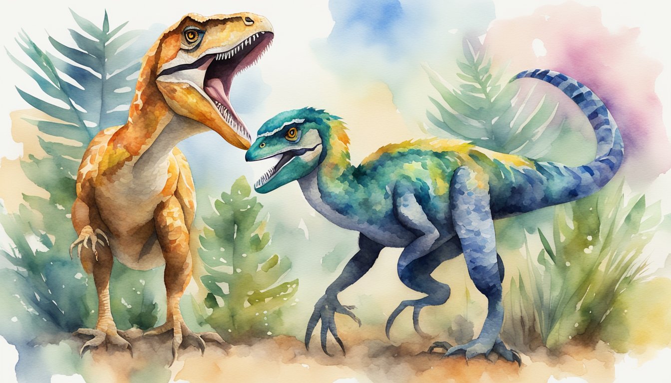 Two velociraptors surrounded by pop culture references