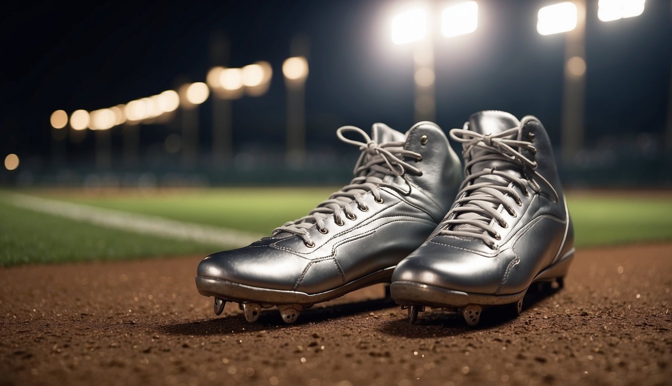 Metal baseball cleats gleam under the stadium lights, providing traction but risking injury to opponents