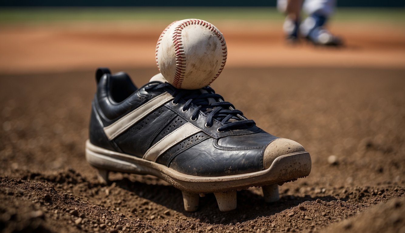 A metal baseball cleat digs into the dirt, providing stability and traction. However, it can also cause injury to other players