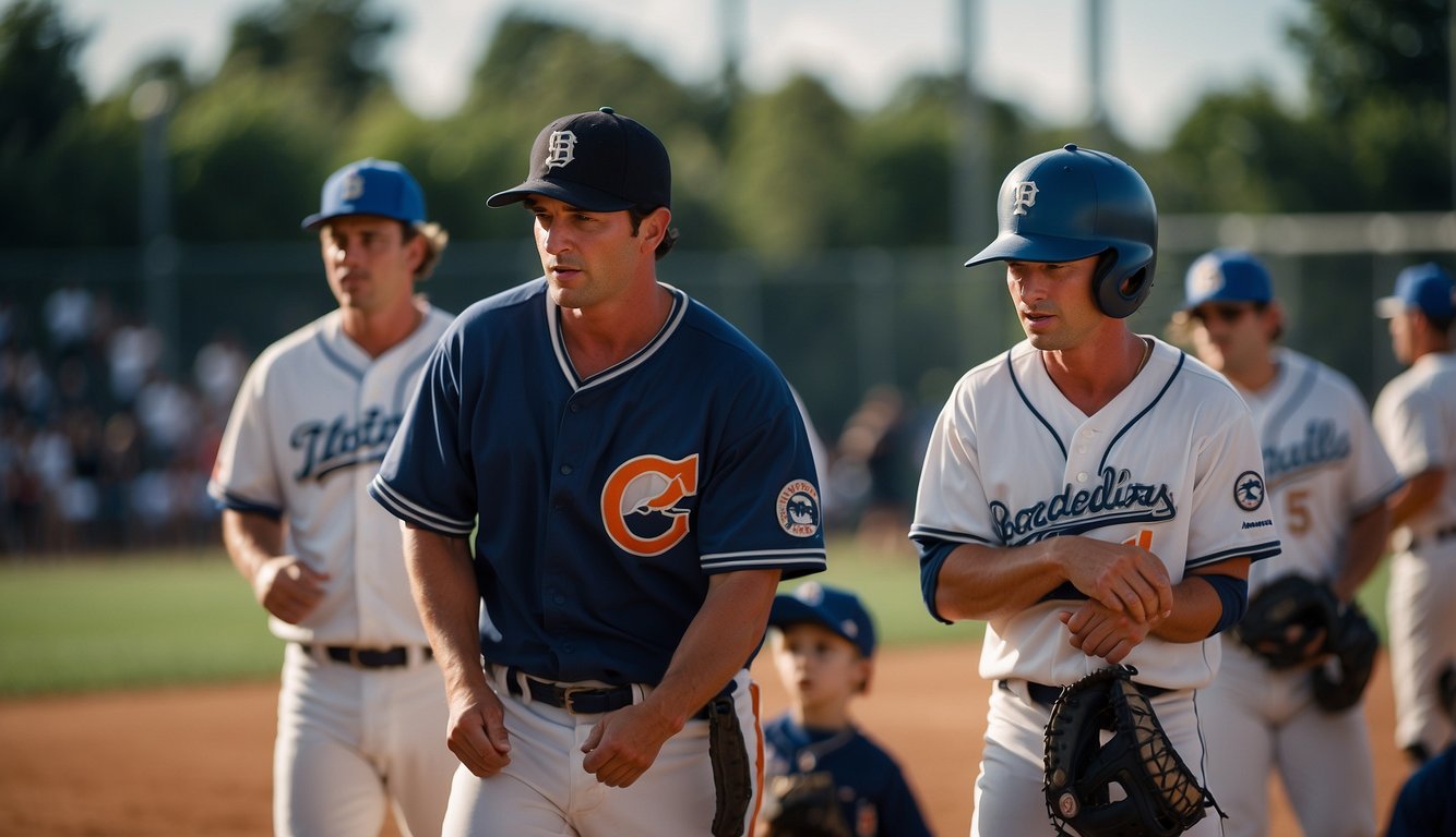 A group of baseball players and families gather at a tournament, showcasing the intense competition and close-knit community of travel baseball