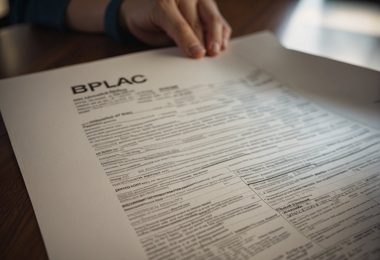 A document with "BPC/LOAS" written on it, with a person analyzing it