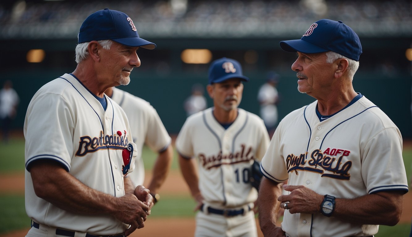 Baseball coaches discussing player health and training