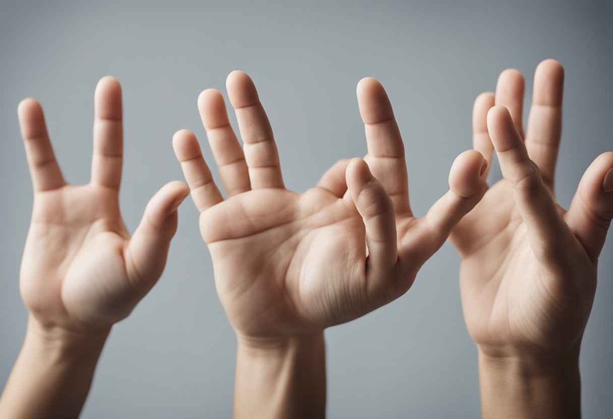 Five fingers of a hand, each with a unique name, spread out against a plain background
