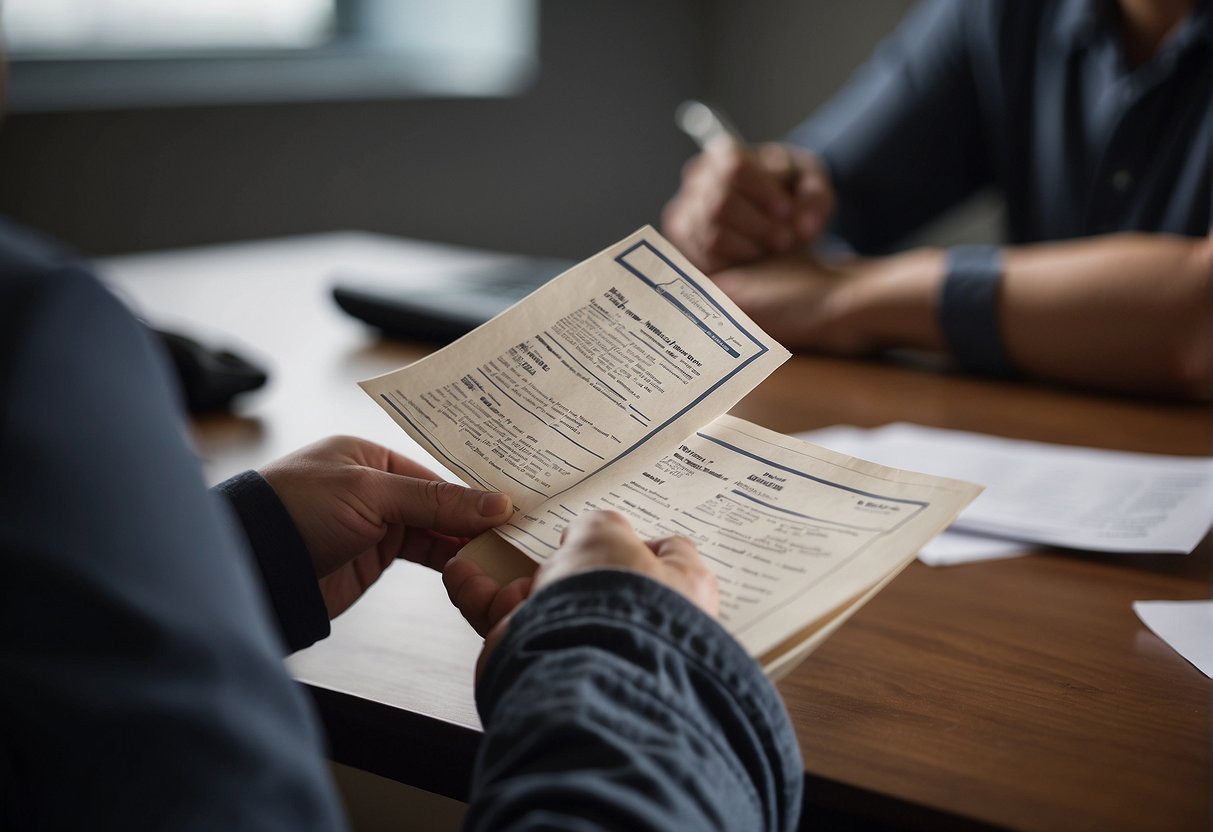 A person receiving a letter from the INSS, reading it, gathering documents, and submitting them to the agency