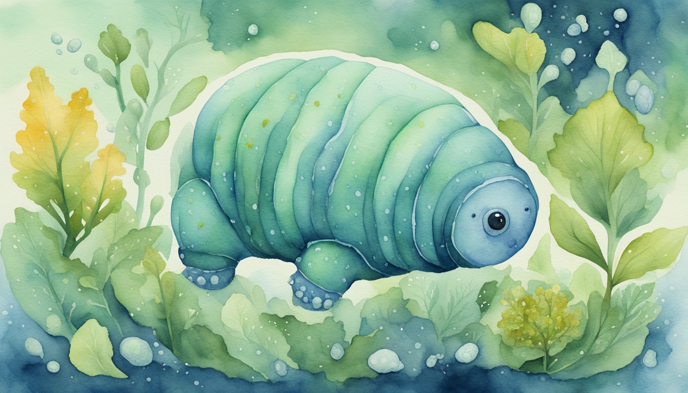 Tardigrades float in a droplet of water, surrounded by microscopic organisms and plant matter.</p><p>They appear resilient and curious, exploring their environment with their signature slow, deliberate movements