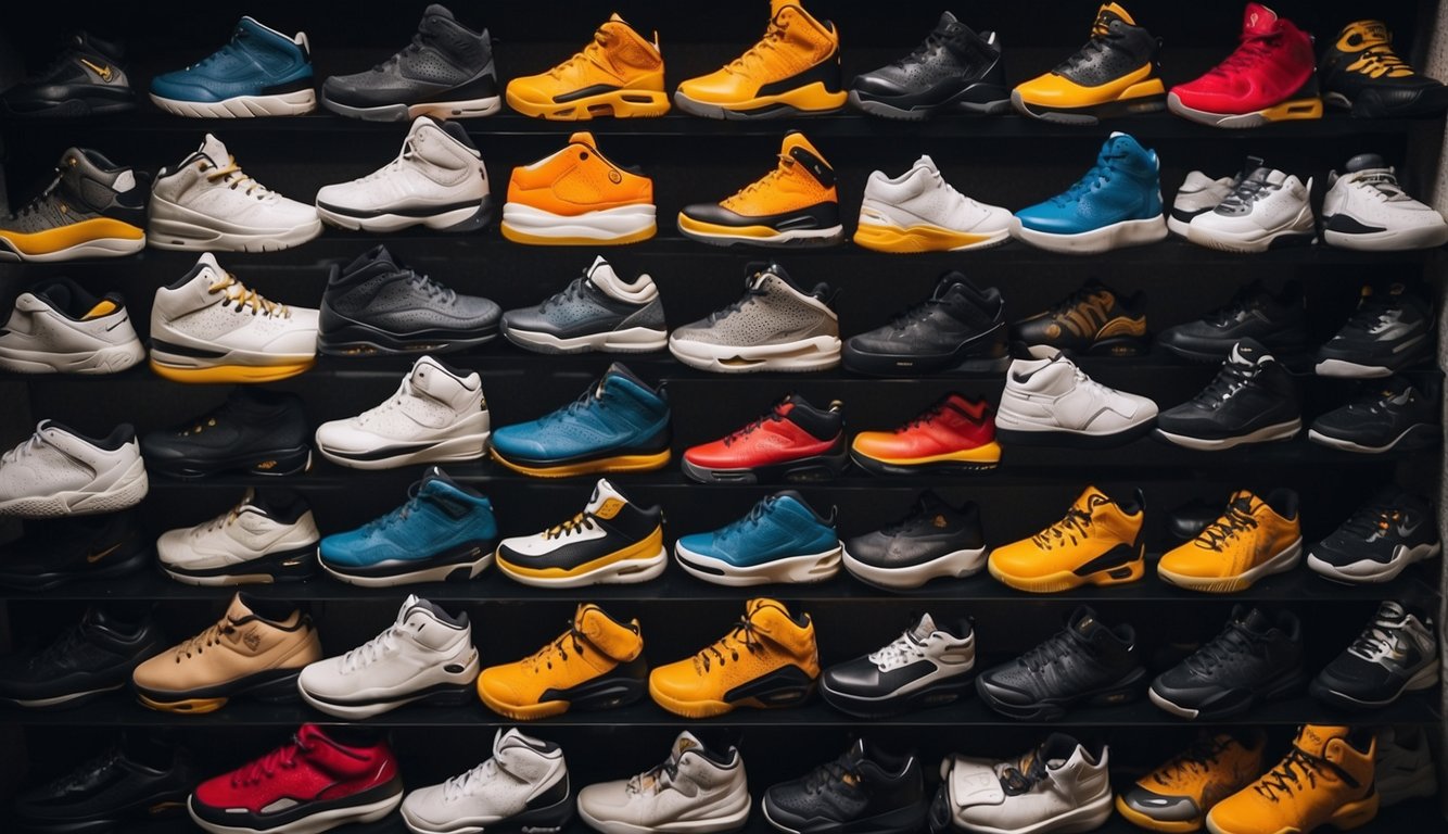 A display of top basketball shoe brands with high-grip soles