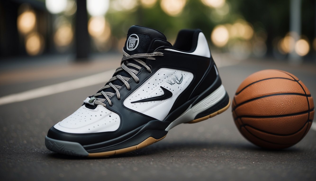 A pair of sleek basketball shoes with a textured sole for maximum grip on the court