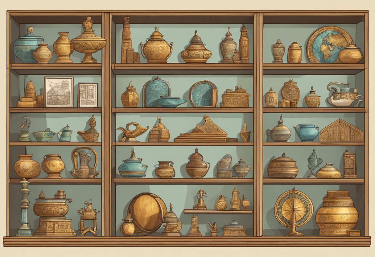 Exploring Wonderful World Cultures: A Family's Guide for Fostering Global Awareness at Home World Cultures LearningMole A diverse collection of world artifacts displayed on shelves, with maps and cultural symbols adorning the walls