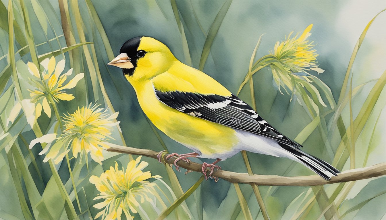 The willow goldfinch feeds on seeds and insects, often perching on tall grass or tree branches.</p><p>During mating season, the male performs a lively courtship display to attract a mate