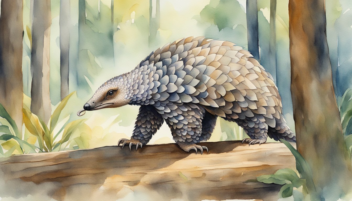 A giant pangolin stands on its hind legs, its thick scales glistening in the sunlight.</p><p>Its long, sticky tongue darts out to catch ants crawling over a fallen log