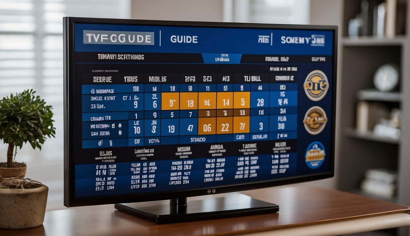 A TV guide showing Kentucky basketball game schedules and times on a specific channel