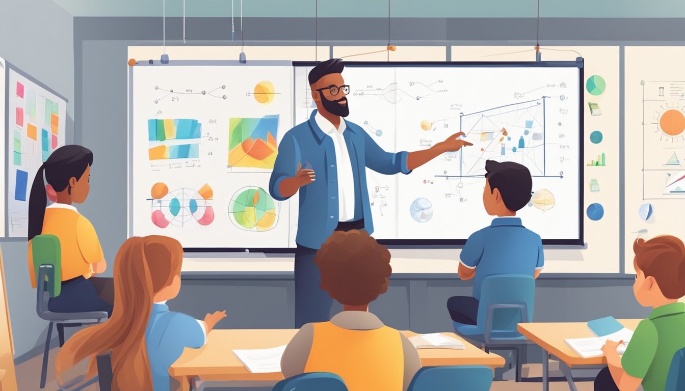 Ace Your Exams with Phy Tuition: Boost Your Grades Today! A teacher explains physics concepts using a whiteboard and diagrams to a small group of students in a bright, organized classroom