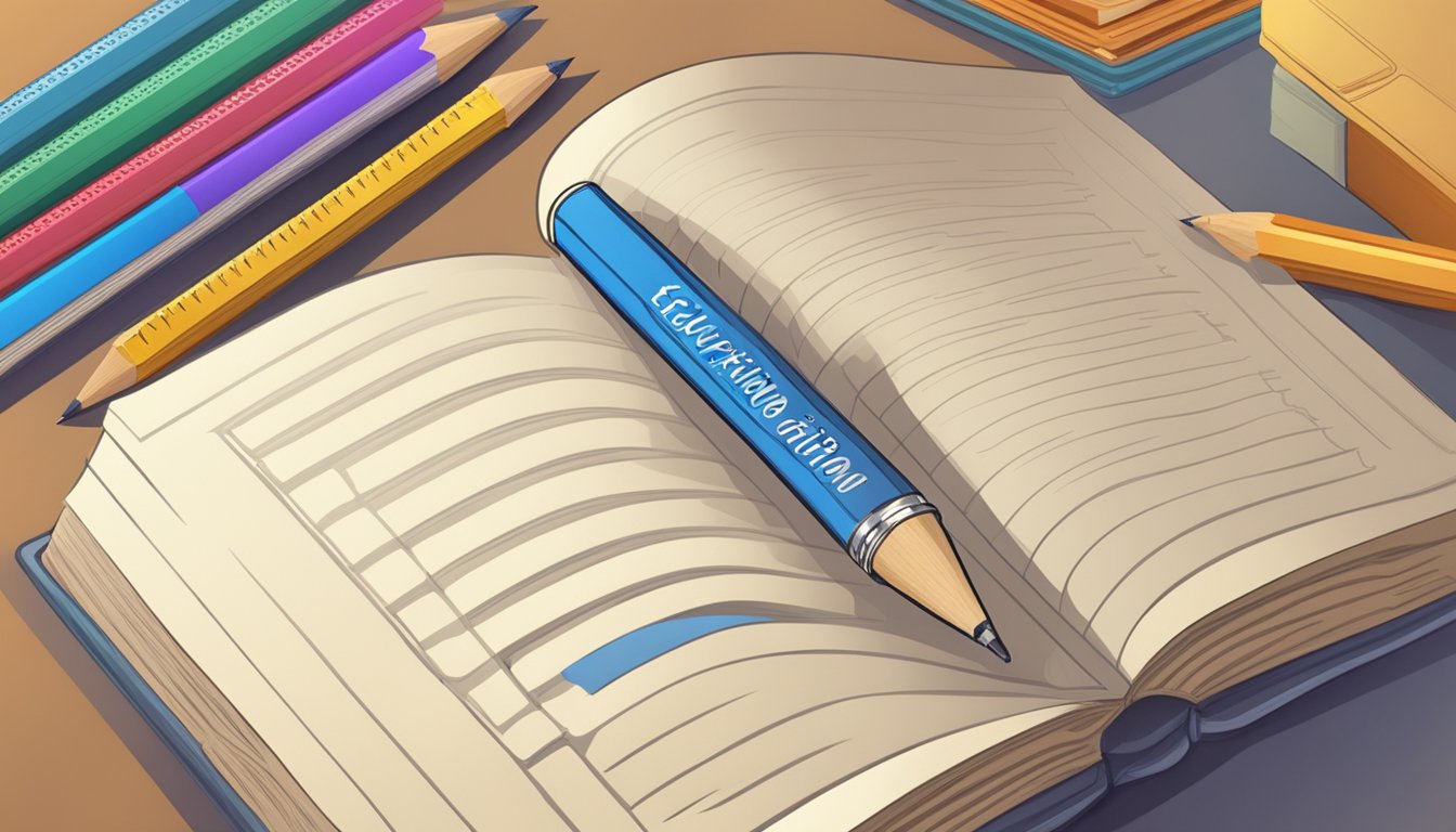 Tuition Message: Get Ready to Save Big on Education Costs! A bright light shines on a book with the word "Education" on it. A pencil and ruler lay nearby, with a message of "Engaging with Education" in bold letters
