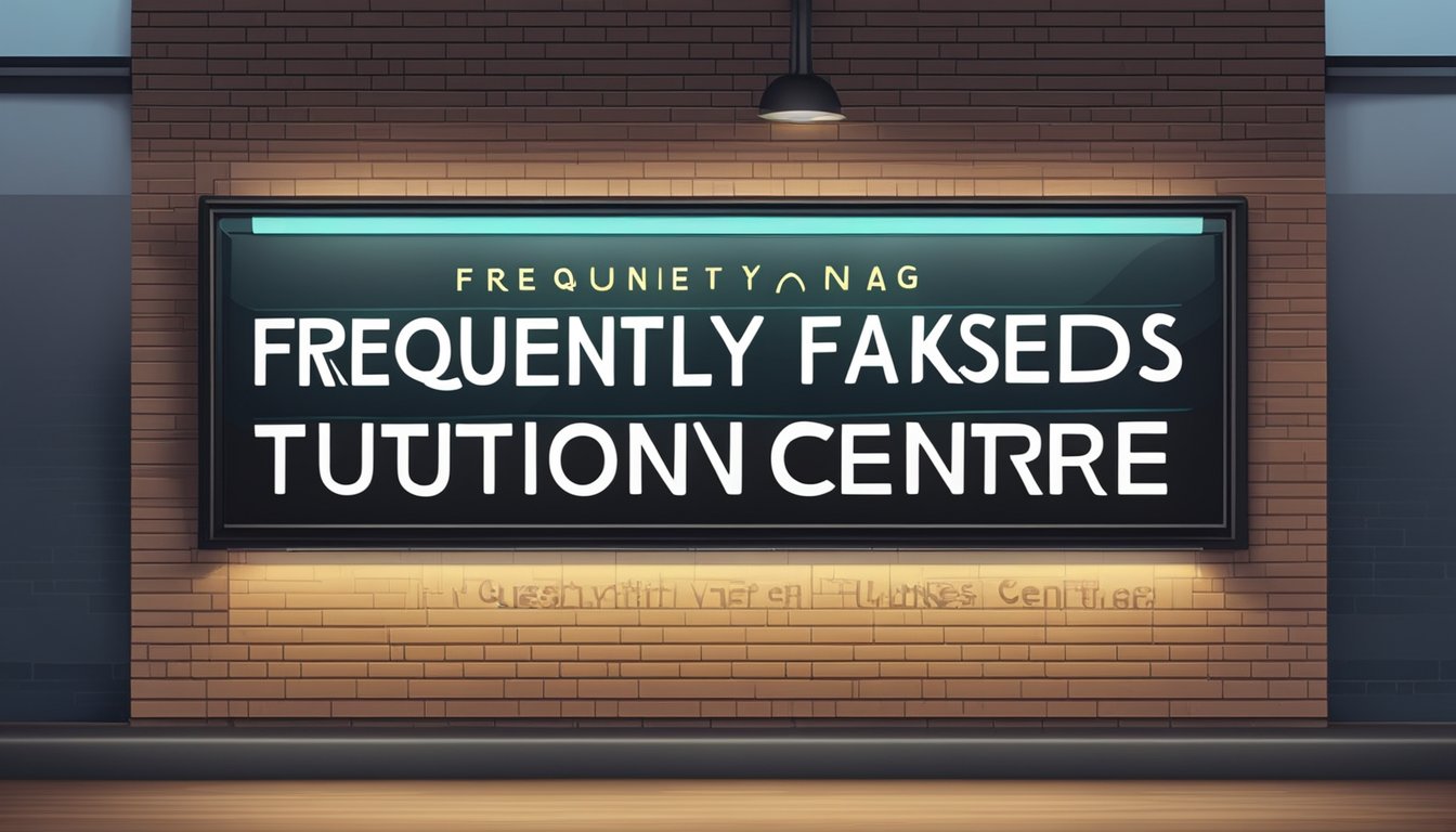 Unlocking Success: Inside Singapore's Black Box Tuition Centre A signboard with "Frequently Asked Questions" and "black box tuition centre" displayed prominently