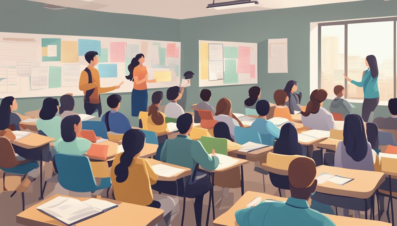 Students asking questions at a tuition center