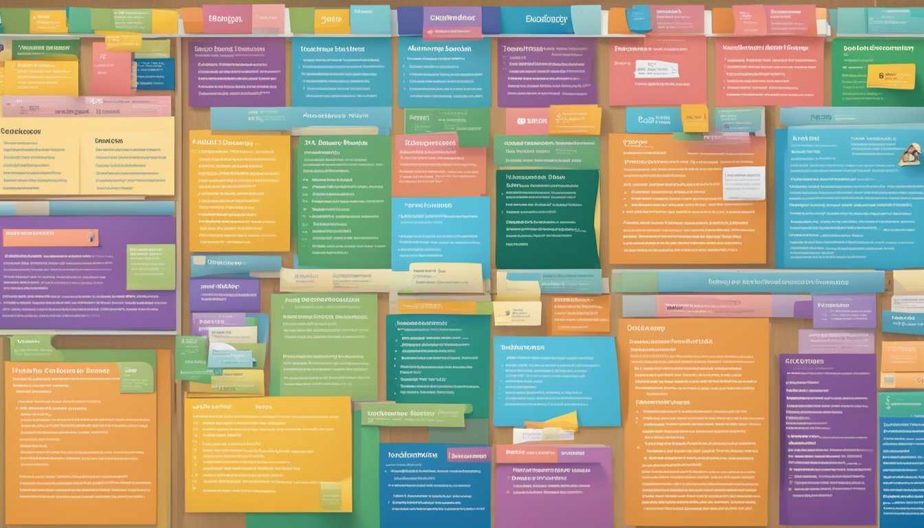 The academic programs and subjects offered at Tuition West are displayed on a colorful bulletin board, with various course names and descriptions neatly organized for easy reference