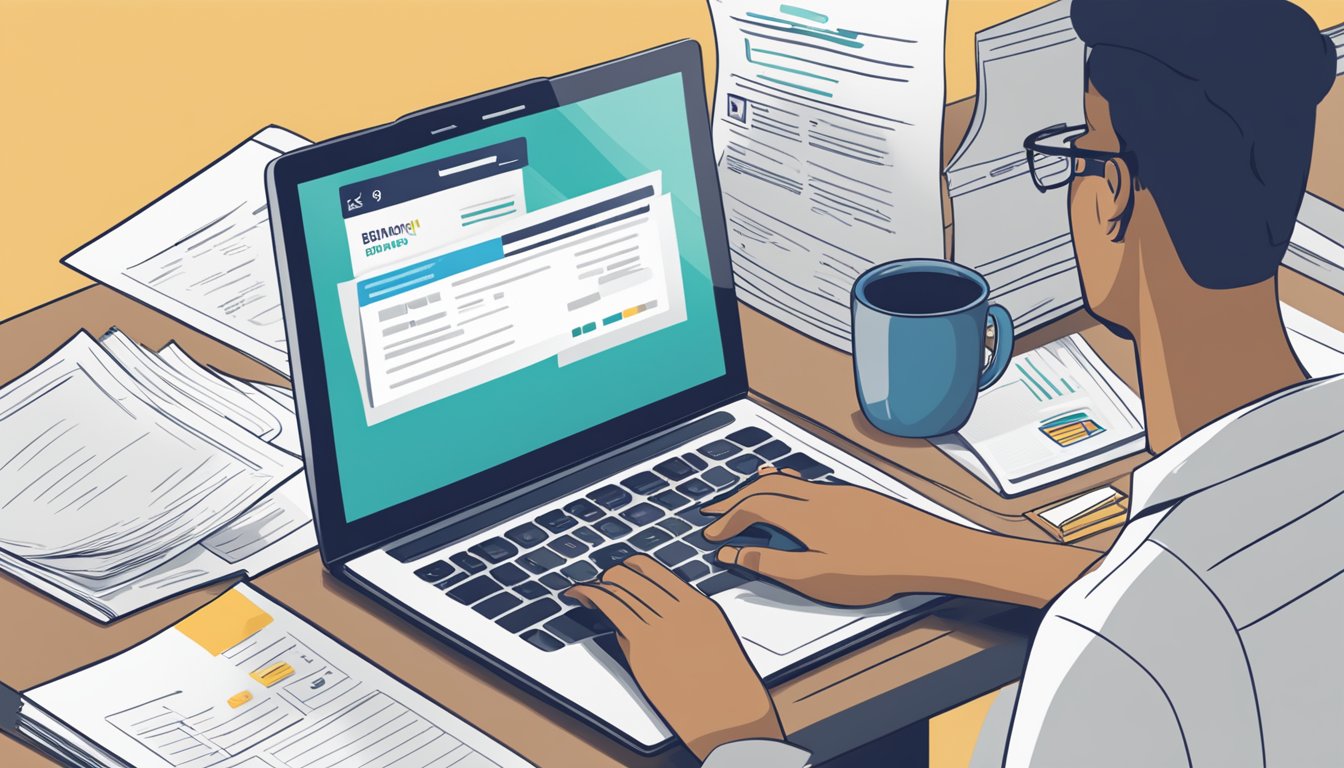 An employee submits an IBM tuition reimbursement form online, with a laptop open to the company