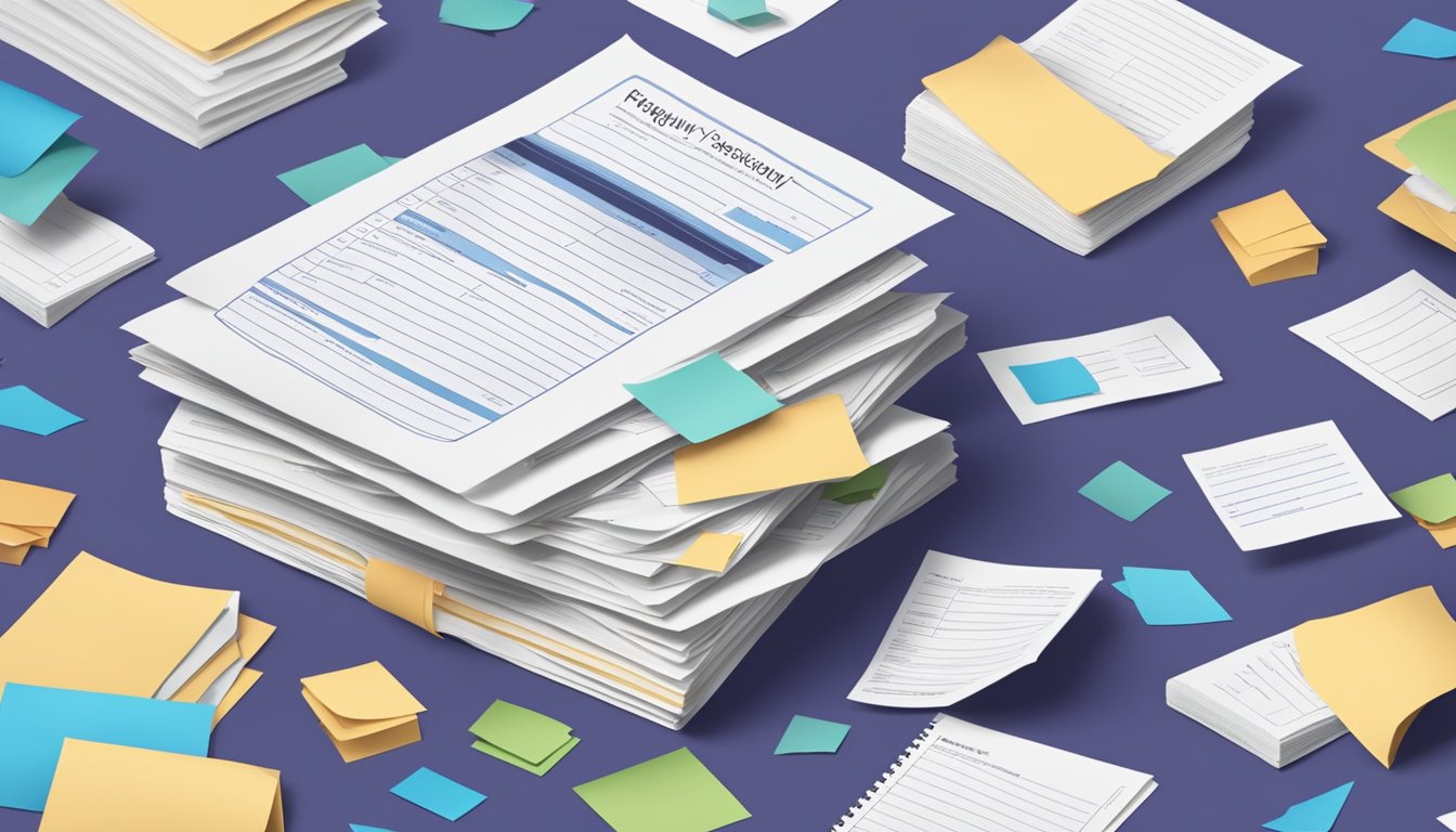 A stack of paper with "Frequently Asked Questions" printed on top, surrounded by scattered tuition assignment forms