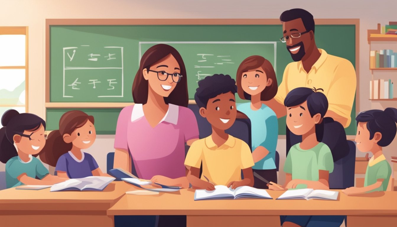 A teacher assists parents and students with tuition payment and support